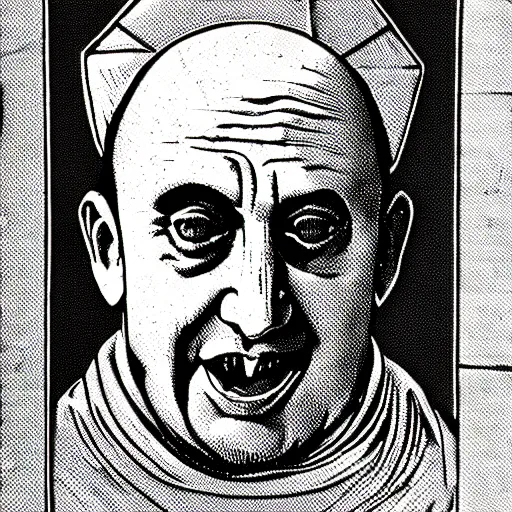 Prompt: individual screaming pope innocent x silk screen portrait style