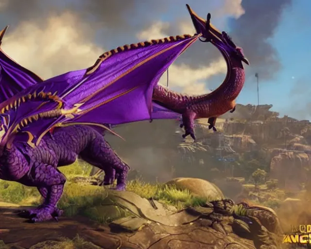 Image similar to purple and gold dragon in apex legends