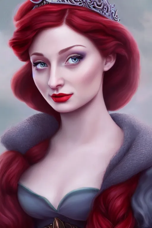 Image similar to matte painting of sophie turner as snow white, by artgerm