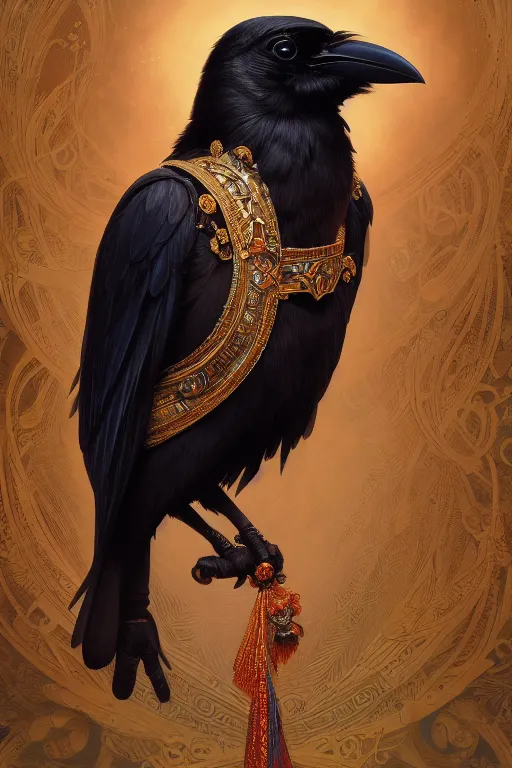 painting of a crow god, decorated, intricate, elegant, | Stable Diffusion