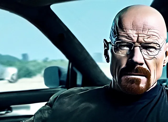 Image similar to film still of walter white as dominic toretto in furious 7 movie ( 2 0 1 5 ), 8 k