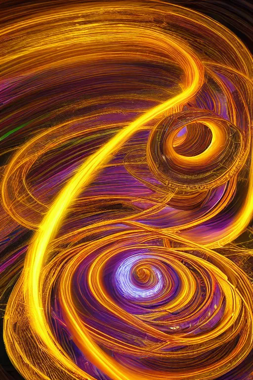 Prompt: swirling psychecelic light streaks and ornate flowing light streams and smooth particle effects, apophysis, unreal engine