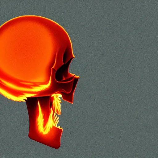Image similar to A stunning profile of a symmetrical skull on fire by Simon Stalenhag, Trending on Artstation, 8K