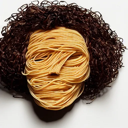 Image similar to face made of spaghetti