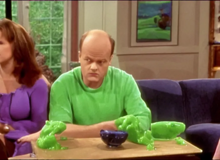 Image similar to the episode of Frasier where everyone gets covered with nickelodeon slime hd