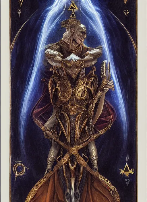 Image similar to tarot card frame _ by _ filipe _ pagliuso _ and _ justin _ gerard _ symmetric _ fantasy _ highly _ detailed _ realistic _ intricate _ port