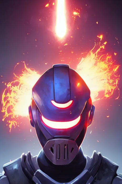 Image similar to epic mask helmet robot ninja portrait stylized as fornite style game design fanart by concept artist gervasio canda, behance hd by jesper ejsing, by rhads, makoto shinkai and lois van baarle, ilya kuvshinov, rossdraws global illumination radiating a glowing aura global illumination ray tracing hdr render in unreal engine 5