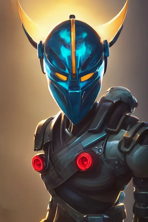 Image similar to epic mask helmet robot ninja portrait stylized as fornite style game design fanart by concept artist gervasio canda, behance hd by jesper ejsing, by rhads, makoto shinkai and lois van baarle, ilya kuvshinov, rossdraws global illumination radiating a glowing aura global illumination ray tracing hdr render in unreal engine 5