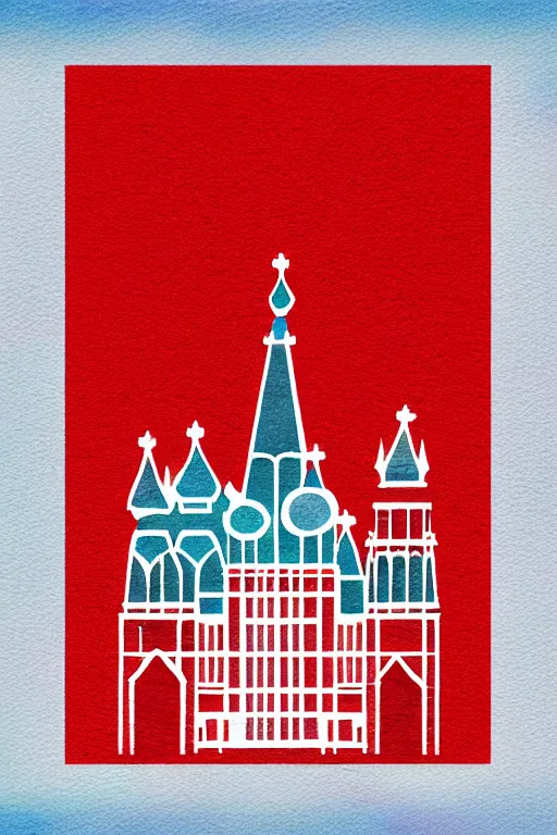 Prompt: minimalist watercolor art of a moscow red square, illustration, vector art