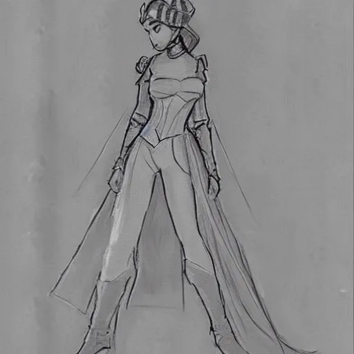 Image similar to milt kahl sketch of victoria justice as princess padme from star wars episode 3