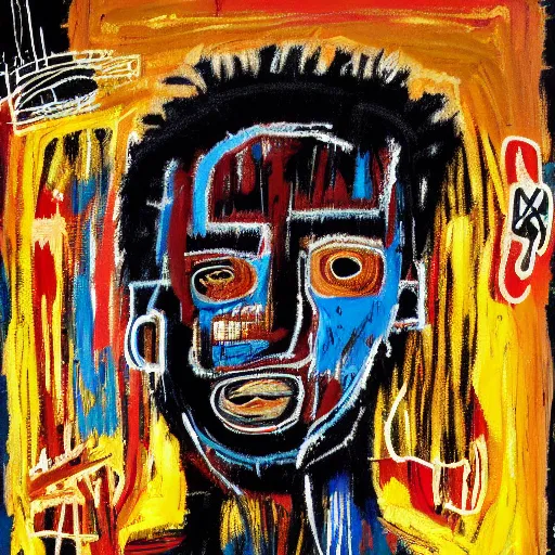 Image similar to A extremely highly detailed majestic hi-res beautiful immaculate head and shoulders painting of a strong black african man by Jean-Michel Basquiat, 8k, high textures, hyper sharp, insanely detailed and intricate, super detailed, 4k HDR high quality