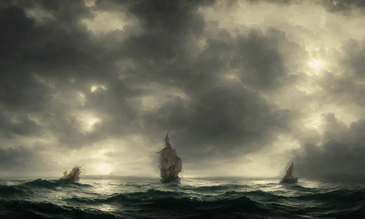 Image similar to the wretched sea gale. andreas achenbach, artgerm, mikko lagerstedt, wlop, zack snyder, tokujin yoshioka