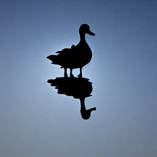 Image similar to Silhouette of a duck on a moonlit sky