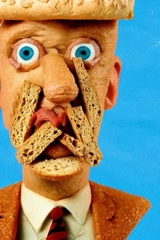 Image similar to film still of steve buscemi made out of bread in the life aquatic, 4 k