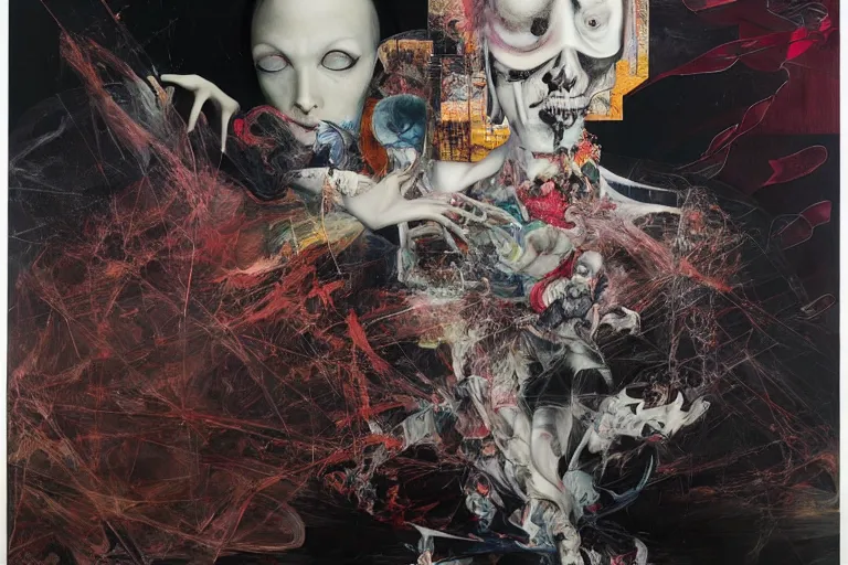 Image similar to The physical impossibility of death, in a brutalist architecture space ship, gothic, rich deep colours, creepy, diabolical, dark, mystical, intrincate, maximalism, painted by Francis bacon, Adrian ghenie, James jean and Petra cortright part by Gerhard Richter, part by Takato Yamamoto. 8k masterpiece