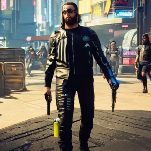 Prompt: male orthodox jew with paces in cyberpunk 2 0 7 7 game