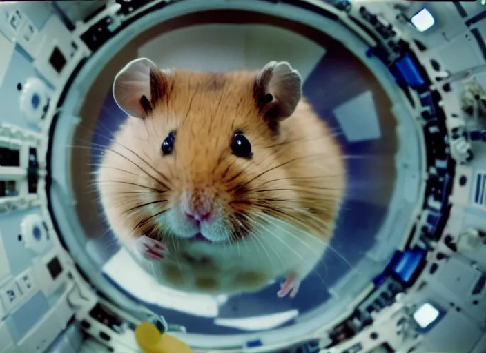 Prompt: film still of a hamster working for mission control at nasa, 8 k