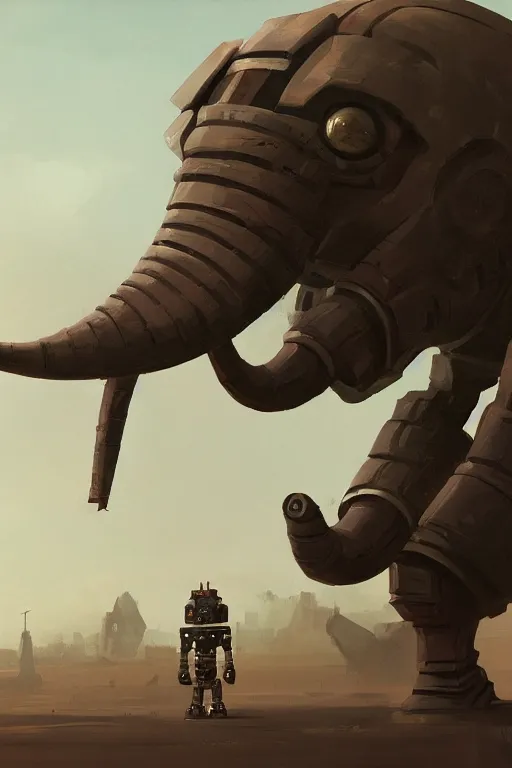 Image similar to robot war elephant in the style of Greg rutkowski