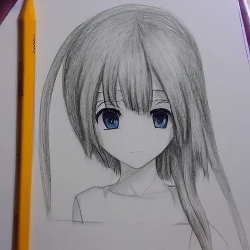 Made this pencil drawing of an anime girl #art #pencil, Stable Diffusion