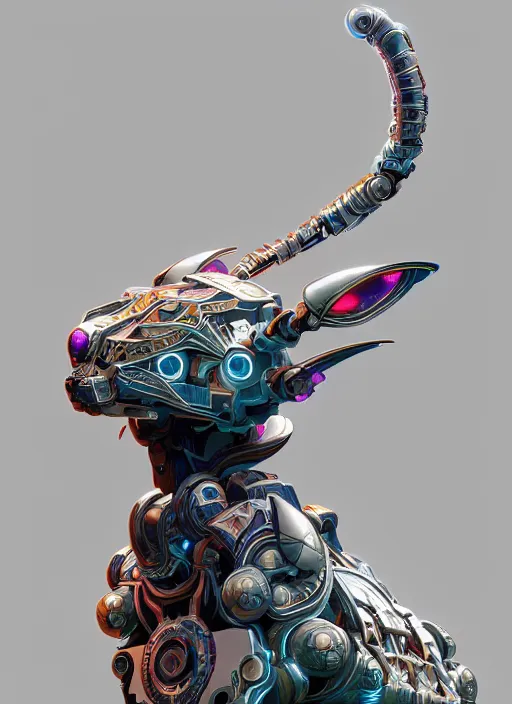 Image similar to symmetry!! portrait of a hybrid robot cat, floral! horizon zero dawn machine, intricate, elegant, highly detailed, ray tracing, digital painting, artstation, concept art, smooth, sharp focus, illustration, art by artgerm and greg rutkowski and alphonse mucha, 8 k