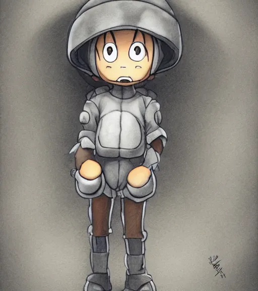 Prompt: beautiful little boy wearing an cyborg bear suit, artwork in kentaro miura and made in abyss and bomberman and codename : kids next door, smooth, beautiful lightness, anatomically correct, trending on pixiv, forest