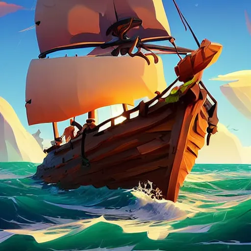 Image similar to painting treasure on sea of thieves game smooth median photoshop filter cutout vector, behance hd by jesper ejsing, by rhads, makoto shinkai and lois van baarle, ilya kuvshinov, rossdraws global illumination