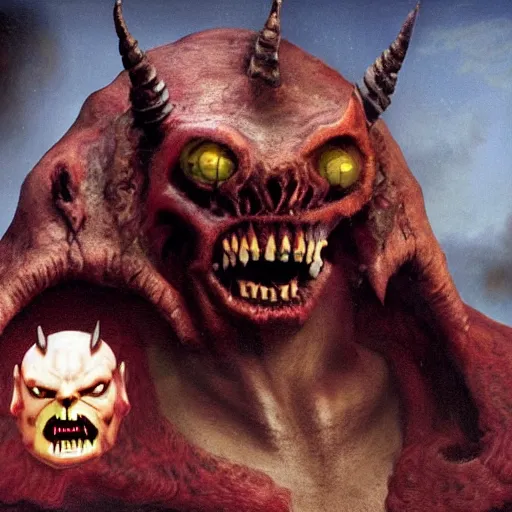 Prompt: marc andreessen as cacodemon, doom 2