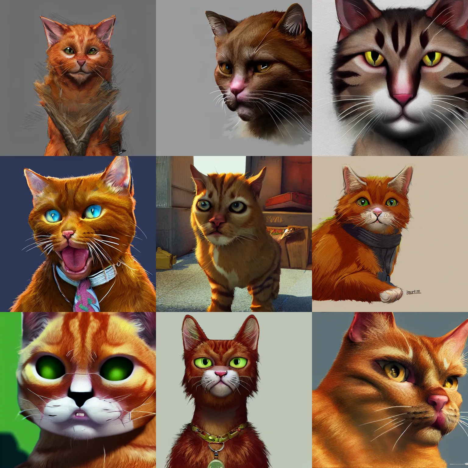 Prompt: full - frame of ginger - cat, as a character from gtav, looking at camera, intricate, extremely detailed, concept art, artstation