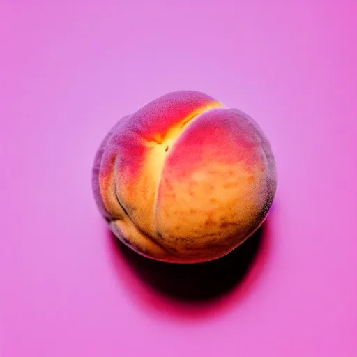 Image similar to a macro photo of a round peach's dry hairy skin, hyper realistic, hyper detailed, 35mm, very grainy film, pink volumetric studio lighting, bokeh, black background award winning shot, vogue magazine, cinematic, 8k, very closeup, elegant, tender, pastel