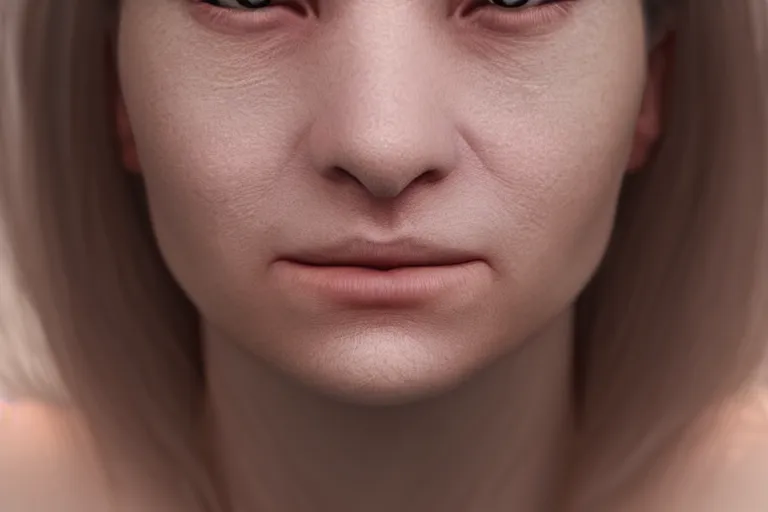 Image similar to a realistic portrait of a woman with scars on the face, volumetric lighting