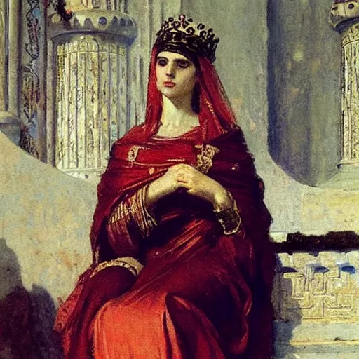 Prompt: painting of a byzantine empress by john - joseph benjamin - constant