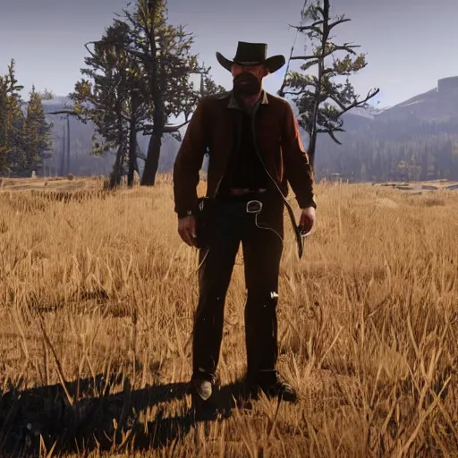 Image similar to walter white in red dead redemption 2 in game screen shot