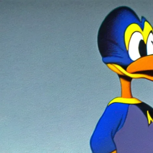 Prompt: Donald Duck as a Star Trek Voyager cast member. highly detailed, 4k, CGI, Photoreal, frame from the tv show.