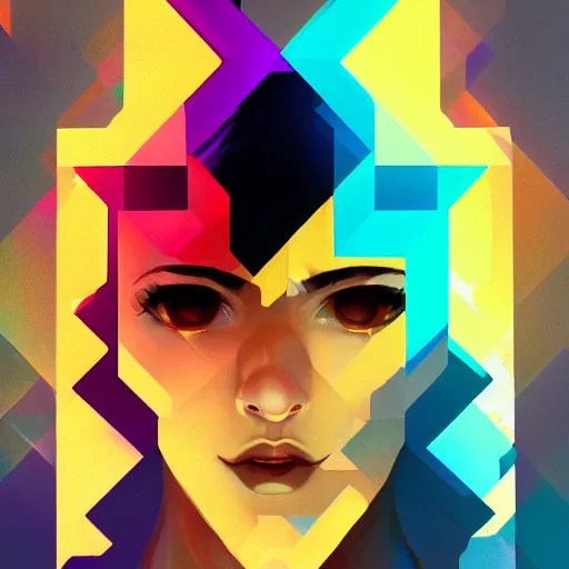 Prompt: a tetris head main character, powerful digital glitch aura, by ross tran, oil on canvas