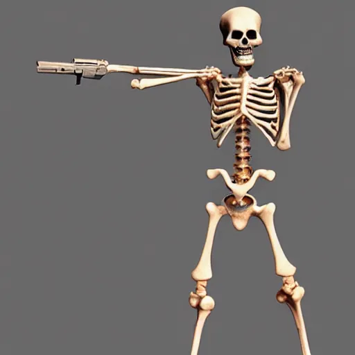 Prompt: Skeleton with an Uzi