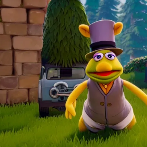 Prompt: bip bippadotta from the muppets as a wizard, in fortnite