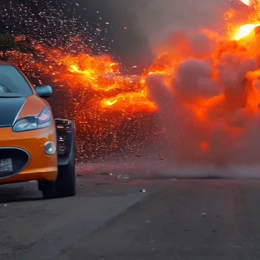 Image similar to photograph of a car right as it explodes, 1,000,000fps camera, 4k