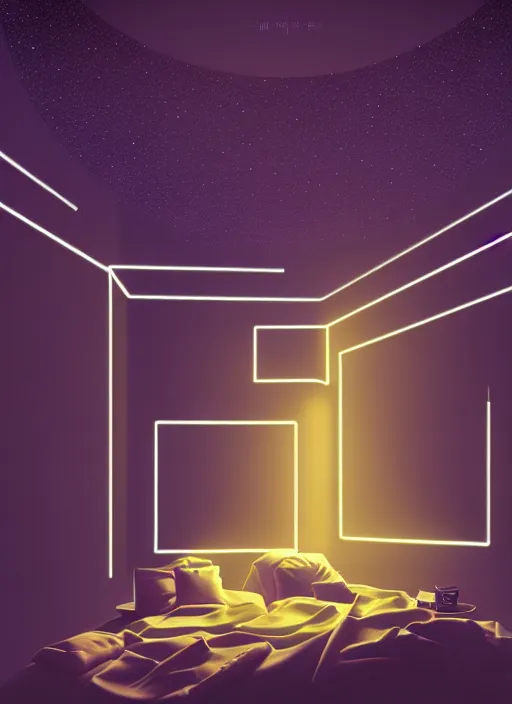 Image similar to high depth, collective civilization bedrooms, calm, healing, resting, life, hybrids, scifi, glowing lights, published concept art, art in the style of all and none and everything and infinity, night long exposures