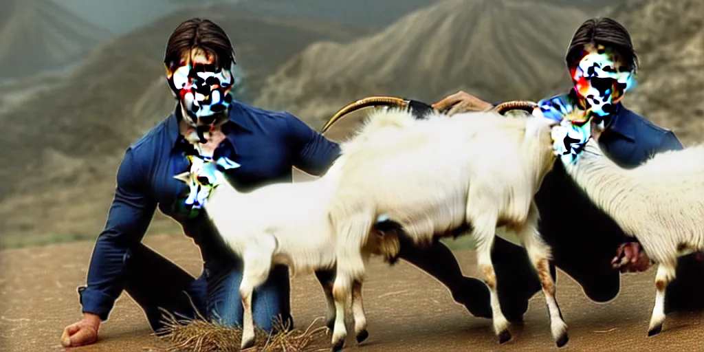 Prompt: tom cruise sacrificing a goat