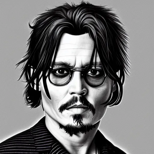 Image similar to a portrait of johnny depp by mc escher