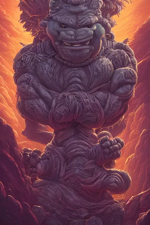 Prompt: portrait of rolypoly ogre dancer physically accurate, moody dynamic lighting, very very intricate, very very elegant, highly detailed, digital painting, artstation, in the style of Rob Lefield and Dan Mumford , trending on artstation, digital art,surrealism ,macro,blueprint ,vaporwave ,