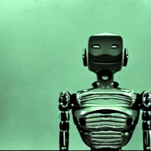 Image similar to movie still of robot dali, cinematic composition, cinematic light, criterion collection, by david lynch