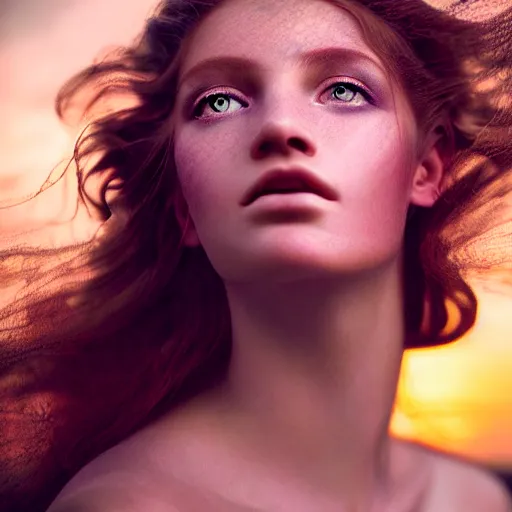Image similar to photographic portrait of a stunningly beautiful siren renaissance female, in soft dreamy light at sunset, contemporary fashion shoot, by edward robert hughes, annie leibovitz and steve mccurry, david lazar, jimmy nelsson, extremely detailed, breathtaking, hyperrealistic, perfect face, octane render