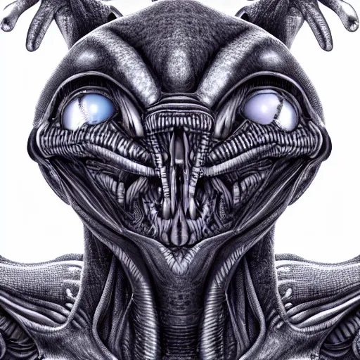 Image similar to illustration of detailed alien face, 4k, high details, detailed face