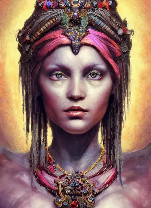 Image similar to goddess guiot, antique, vivid colors, fantasy, elegant, concept art, sharp focus, beautiful face!!, digital art, hyper - realistic, 4 k, unreal engine, highly detailed, hd, dramatic lighting by brom, trending on artstation