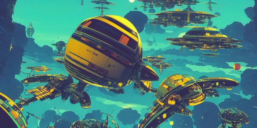 Prompt: epic scene of beetle shape spaceship, amazing space scene by chris foss!!!, by victo ngai, moebius, yoichi hatakenaka, masamune shirow, josan gonzales!!!, dan mumford, vibrant colours, dynamic lighting, digital art, fantastically beautiful illustration, cinematic vibrant colours, artstation