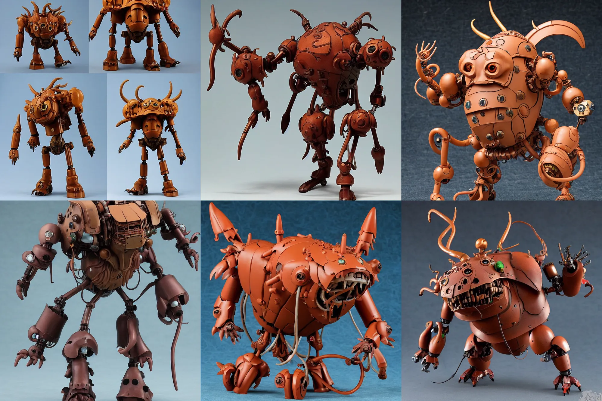 Prompt: A Lovecraftian giant mechanized adorable minotaur from Studio Ghibli Howl's Moving Castle (2004) as a 1980's Kenner style action figure, 5 points of articulation, full body, 4k, highly detailed. award winning sci-fi. look at all that detail!