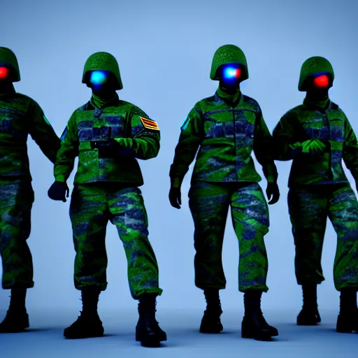 Image similar to Army of cyber soldiers , 3d render , octane render , 4k , HD