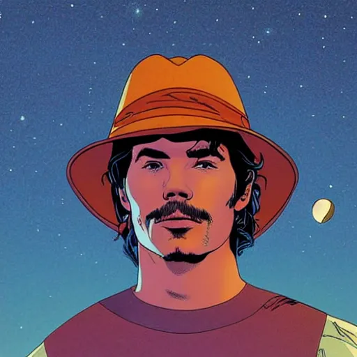 Image similar to josh hartnett retro minimalist portrait moebius starwatcher comic by jean giraud, 8 k