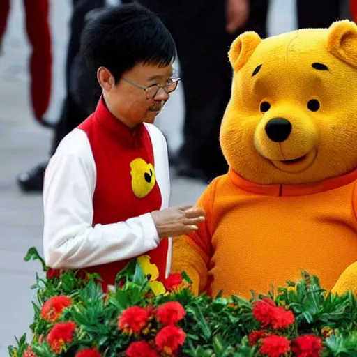 Image similar to Xi Jinping dressing up as Winnie the Pooh, caricature